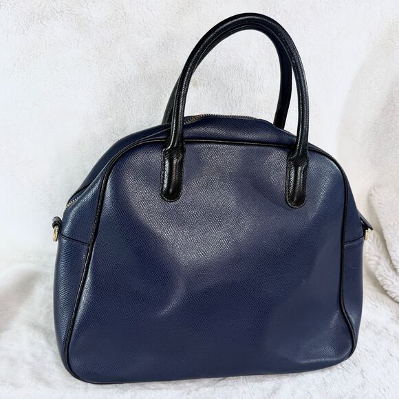 Vera Bradley Bowled Over convertible satchel navy blue black leather - Picture 6 of 10